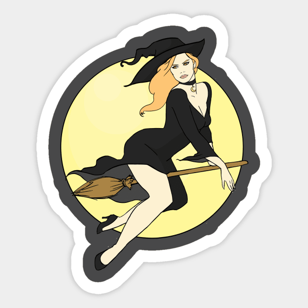 Witch Pinup Sticker by CatAstropheBoxes